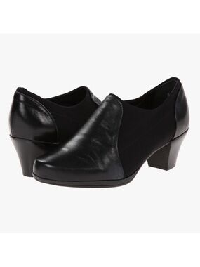 MUNRO Pria Black Kid Leather Chelsea Bootie Pumps Low Heel Slip-On 7 N Narrow